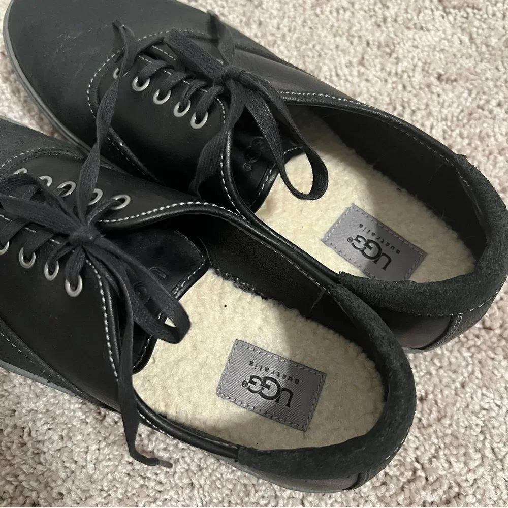UGG Australia Mens Black Garrick Decorative Leather Welt Shoes US 10.5